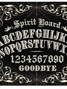Halloween Ouija Board Placemats Vinyl Foam Back Black Alphabet Goodbye Set of 4